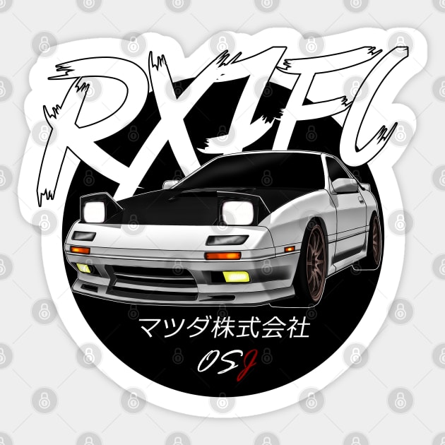 JDM RX-7 [FC] White Black Sun Edition Sticker by OSJ Store